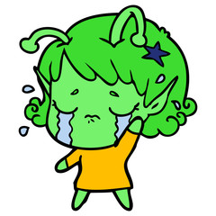 cartoon crying alien girl