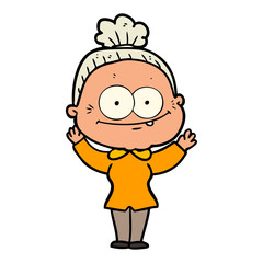 cartoon happy old woman