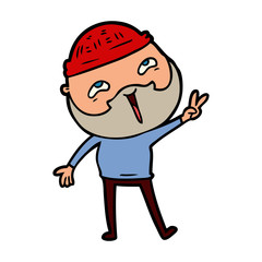 cartoon happy bearded man
