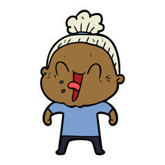 cartoon happy old woman