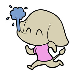 cute cartoon elephant spouting water