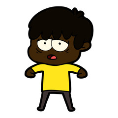 cartoon exhausted boy