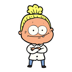 cartoon happy old woman