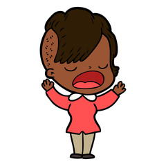 cartoon cool hipster girl talking