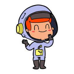 happy cartoon astronaut man