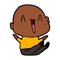 happy cartoon bald man