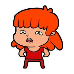 cartoon worried woman