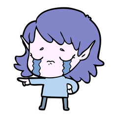 cartoon crying elf girl