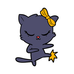cute cartoon cat with bow