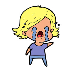 cartoon woman crying