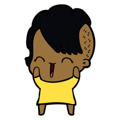 cartoon happy hipster girl