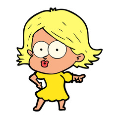 cartoon girl pouting