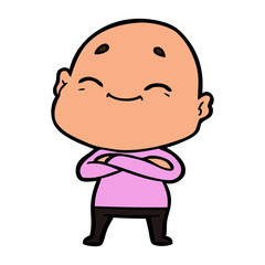 happy cartoon bald man