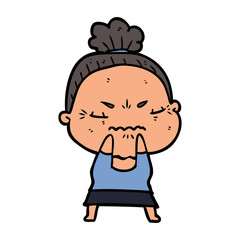 cartoon annoyed old lady