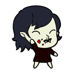 cartoon vampire girl with blood on cheek