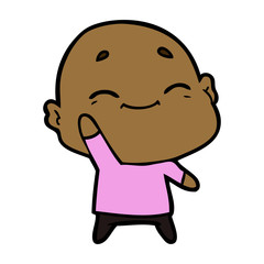 happy cartoon bald man