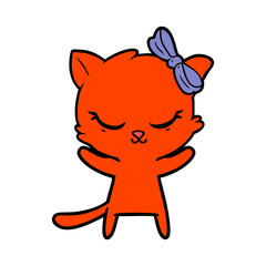 cute cartoon cat with bow