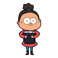 cartoon happy old woman