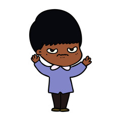 annoyed cartoon boy