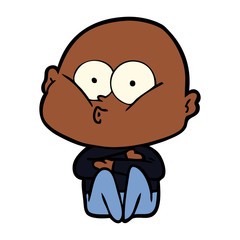 cartoon bald man staring