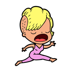 cartoon cool hipster girl talking