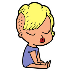 cartoon pretty hipster girl