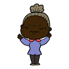 cartoon annoyed old lady
