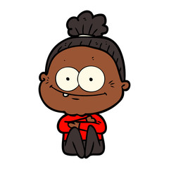 cartoon happy old woman