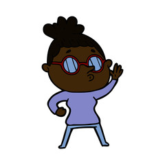 cartoon woman wearing glasses
