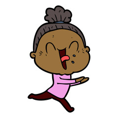 Obraz premium cartoon happy old woman