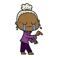 cartoon crying old lady