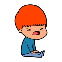 cartoon stressed man