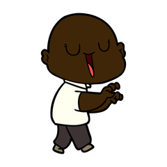 happy cartoon bald man