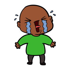 cartoon crying bald man