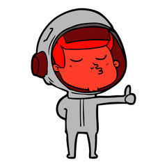 cartoon confident astronaut giving thumbs up sign