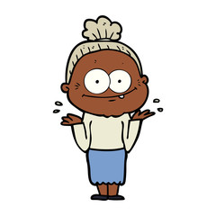 cartoon happy old woman