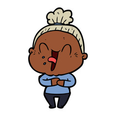 Obraz premium cartoon happy old woman