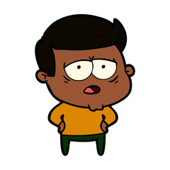 cartoon tired man