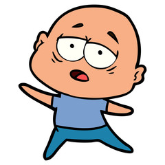 cartoon tired bald man