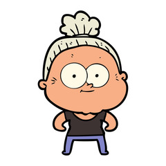 cartoon happy old woman