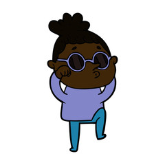 cartoon woman wearing sunglasses