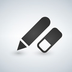 Pencil and eraser,modern design flat icon