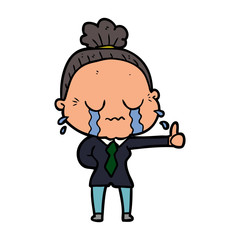 cartoon old woman crying