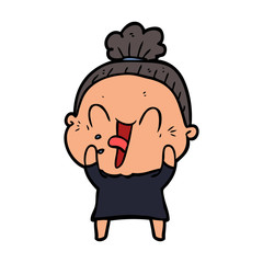 cartoon happy old woman