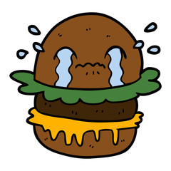 cartoon crying fast food burger