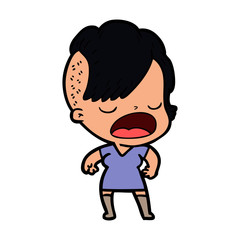 cartoon cool hipster girl talking