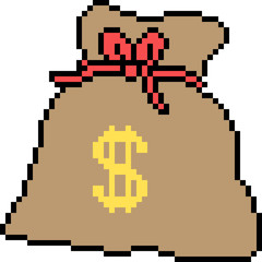 Fototapeta premium vector pixel art money sack