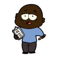 cartoon tired bald man