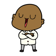 happy cartoon bald man