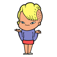 cute cartoon girl with hipster haircut